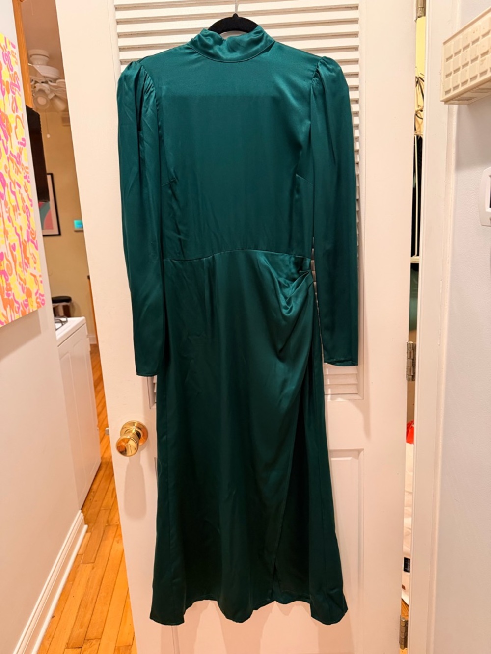 Reformation Green Long-Sleeve Satin Dress size 8